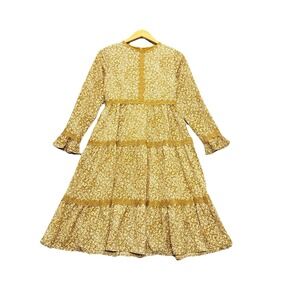 Dainty Jewells Ruffle Lace Boho Modest Cottagecore Tiered Midi Dress *Sz Medium